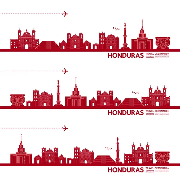Honduras Seyahat Hedef Büyük Vektör Illüstrasyon — Stok Vektör