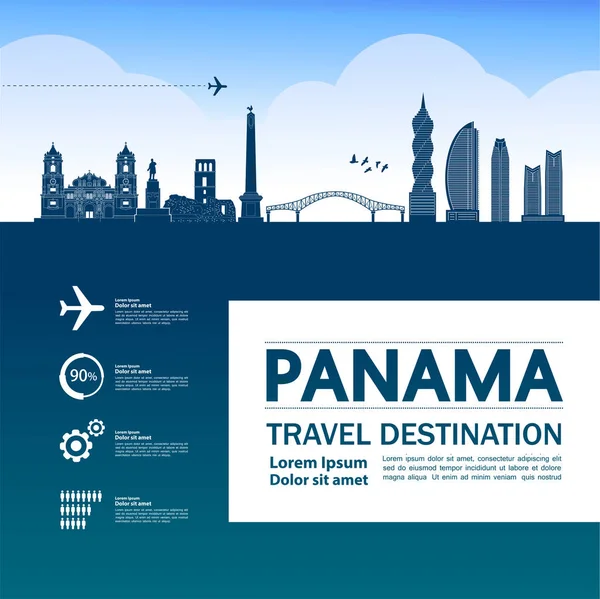 Panamá Viaje Destino Gran Vector Ilustración — Archivo Imágenes Vectoriales