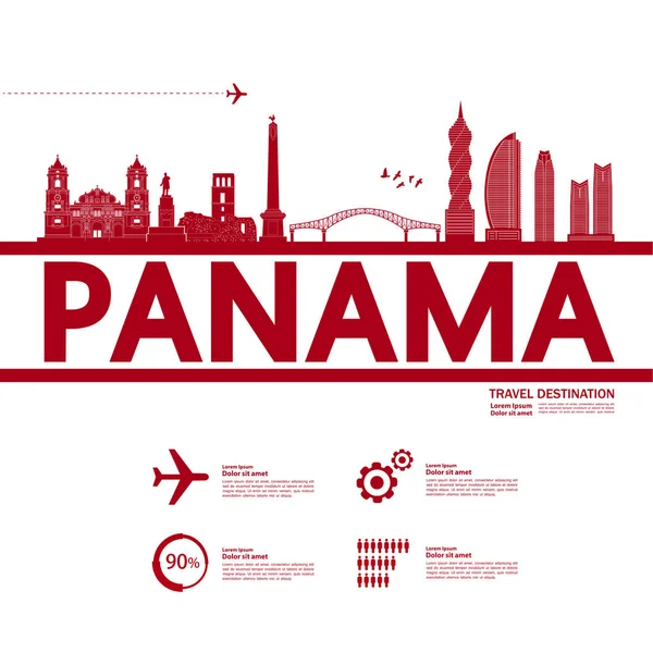 巴拿马旅游目的地大矢量插图 — 图库矢量图片