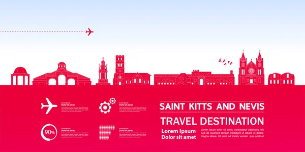 Saint Kitts Und Nevis Reiseziel Grand Vector Illustration — Stockvektor