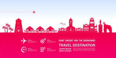 Saint Vincent ve Grenadinler seyahat hedef büyük vektör illüstrasyon.