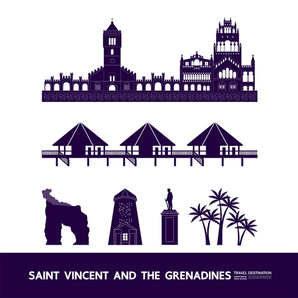 San Vicente Las Granadinas Viaje Destino Gran Vector Ilustración — Vector de stock