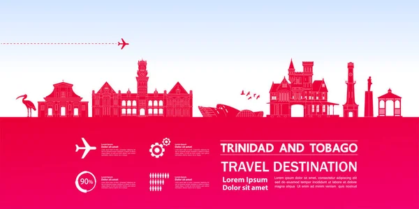 Ilustrasi Grand Vektor Tujuan Perjalanan Trinidad Dan Tobago - Stok Vektor