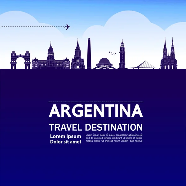 Argentina Viaje Destino Gran Vector Ilustración — Vector de stock