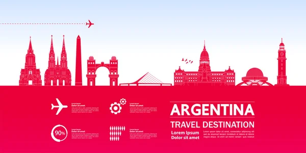 Argentinien Reiseziel Grand Vector Illustration — Stockvektor