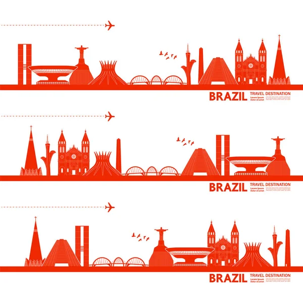 Brasile Destinazione Viaggio Grand Vector Illustrazione — Vettoriale Stock