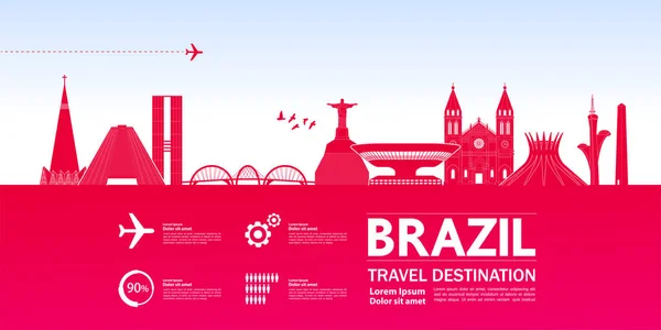 Brazil Travel Destination Grand Vector Illustration — Stock Vector