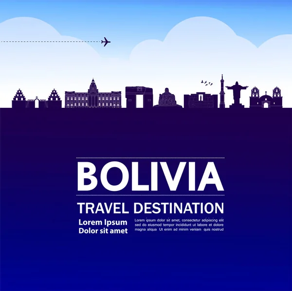 Bolivia Viaje Destino Gran Vector Ilustración — Vector de stock