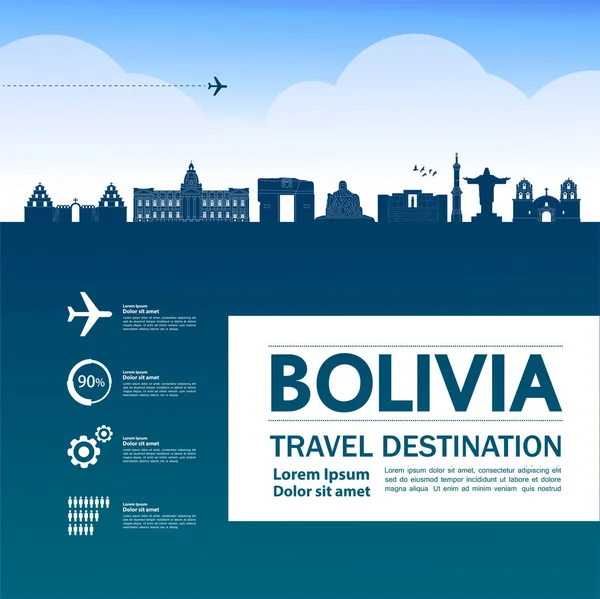 Bolivia Viaje Destino Gran Vector Ilustración — Vector de stock