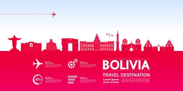 Болівія Подорожі Напрямку Велика Векторна Ілюстрація — стоковий вектор