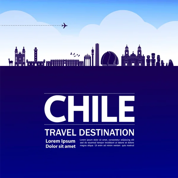 Chile Viaje Destino Gran Vector Ilustración — Vector de stock