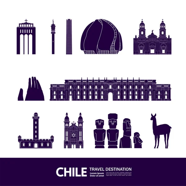 Chile Cestovní Destinace Grand Vector Ilustrace — Stockový vektor