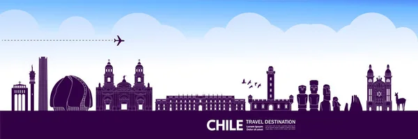 Chili Destination Voyage Illustration Grand Vecteur — Image vectorielle