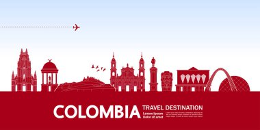Kolombiya seyahat hedef grand vektör illüstrasyon.