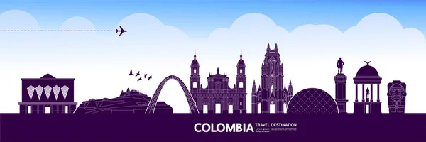 Colombia Viaje Destino Gran Vector Ilustración — Vector de stock
