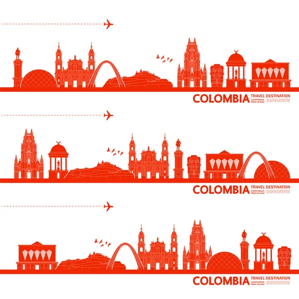 Colombia Destinazione Viaggio Grand Vector Illustrazione — Vettoriale Stock