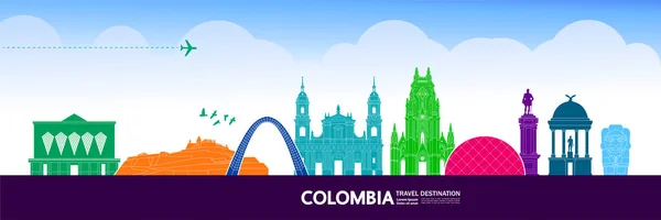 Colombia Viaje Destino Gran Vector Ilustración — Vector de stock