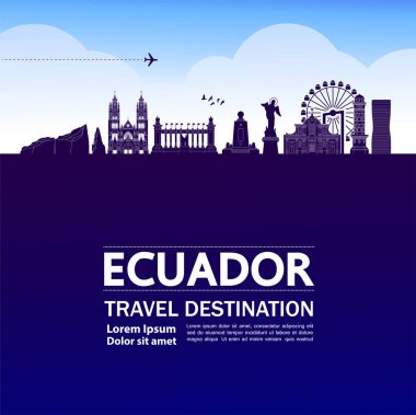 Ekvador seyahati hedef büyük vektör çizimi.
