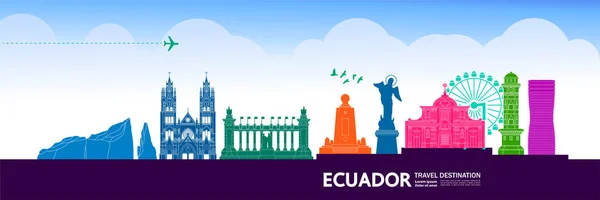 Ecuador Viaje Destino Gran Vector Ilustración — Archivo Imágenes Vectoriales