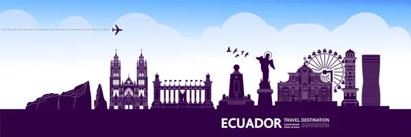 Εκουαδόρ Ταξίδι Προορισμό Μεγάλη Διανυσματική Απεικόνιση — Διανυσματικό Αρχείο