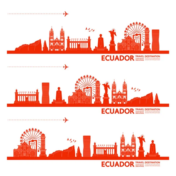 Ecuador Viaje Destino Gran Vector Ilustración — Vector de stock