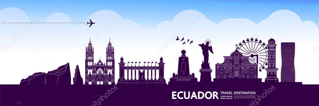 Ecuador travel destination grand vector illustration.