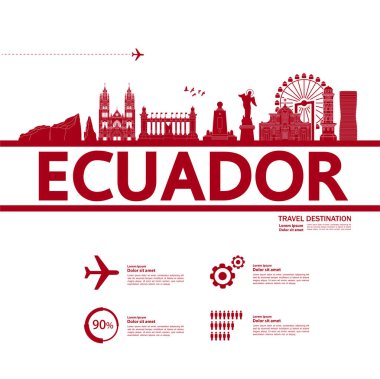 Ekvador seyahati hedef büyük vektör çizimi.