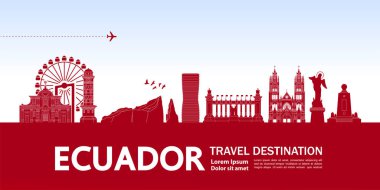 Ekvador seyahati hedef büyük vektör çizimi.