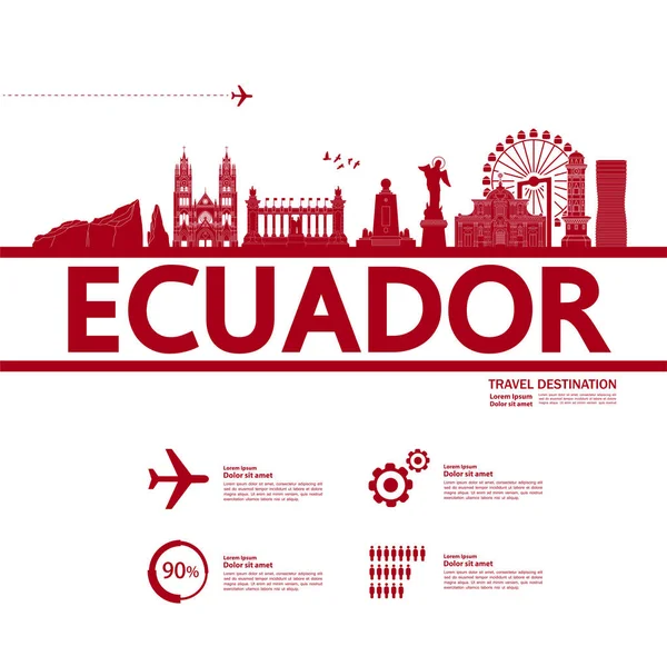 Ecuador Destinazione Viaggio Grand Vector Illustrazione — Vettoriale Stock