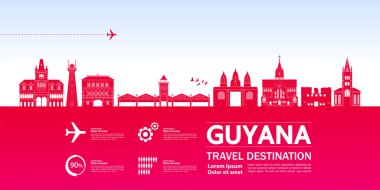 Guyana seyahat hedefi büyük vektör çizimi.