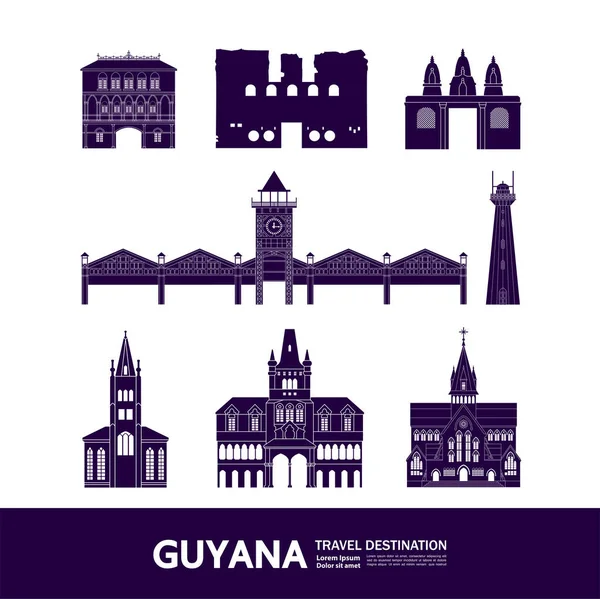 Guyana Viaje Destino Gran Vector Ilustración — Vector de stock