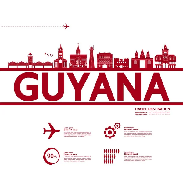 Guyana Reiseziel Grand Vector Illustration — Stockvektor