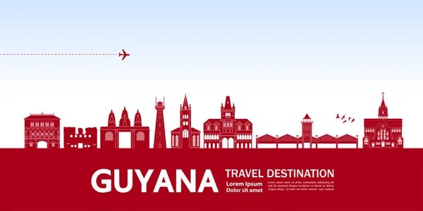 Guyana Viaje Destino Gran Vector Ilustración — Vector de stock