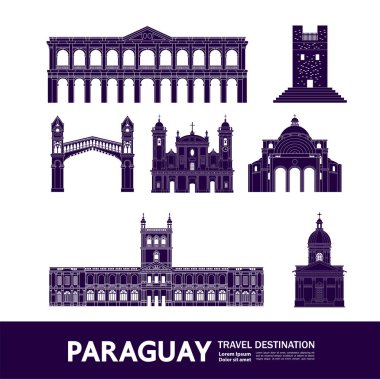 Paraguay seyahati hedef büyük vektör çizimi.