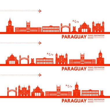 Paraguay seyahati hedef büyük vektör çizimi.