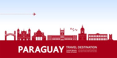 Paraguay seyahati hedef büyük vektör çizimi.