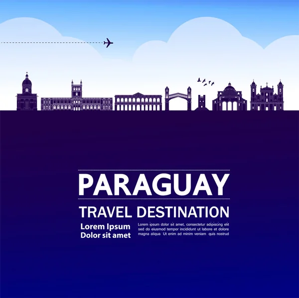 Paraguay Viaje Destino Gran Vector Ilustración — Archivo Imágenes Vectoriales