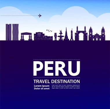 Peru seyahat hedefi büyük vektör çizimi.
