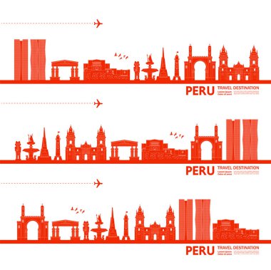 Peru seyahat hedefi büyük vektör çizimi.