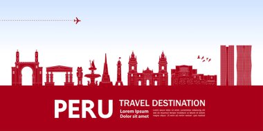 Peru seyahat hedefi büyük vektör çizimi.