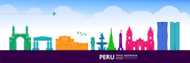 Peru seyahat hedefi büyük vektör çizimi.