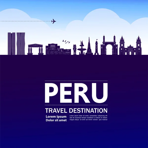 Peru Viagem Destino Grande Vetor Ilustração — Vetor de Stock