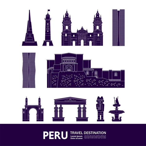 Peru Cestovní Cíl Velký Vektor Ilustrace — Stockový vektor