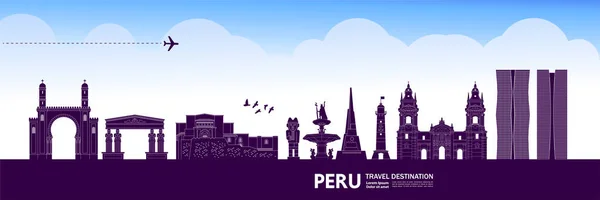 Perú Viaje Destino Gran Vector Ilustración — Archivo Imágenes Vectoriales