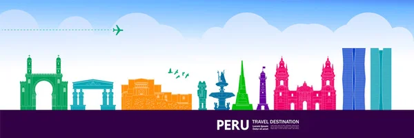 秘鲁旅游目的地大矢量图解 — 图库矢量图片