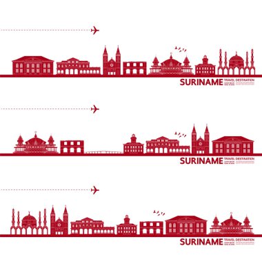 Surinam seyahat hedef büyük vektör çizimi.