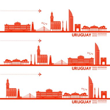 Uruguay seyahat hedefi büyük vektör çizimi.