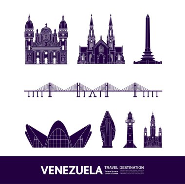 Venezuela seyahatinin varış noktası büyük vektör çizimi.