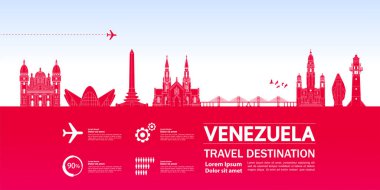 Venezuela seyahatinin varış noktası büyük vektör çizimi.