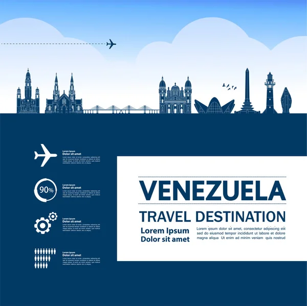 Venezuela Destination Voyage Illustration Grand Vecteur — Image vectorielle